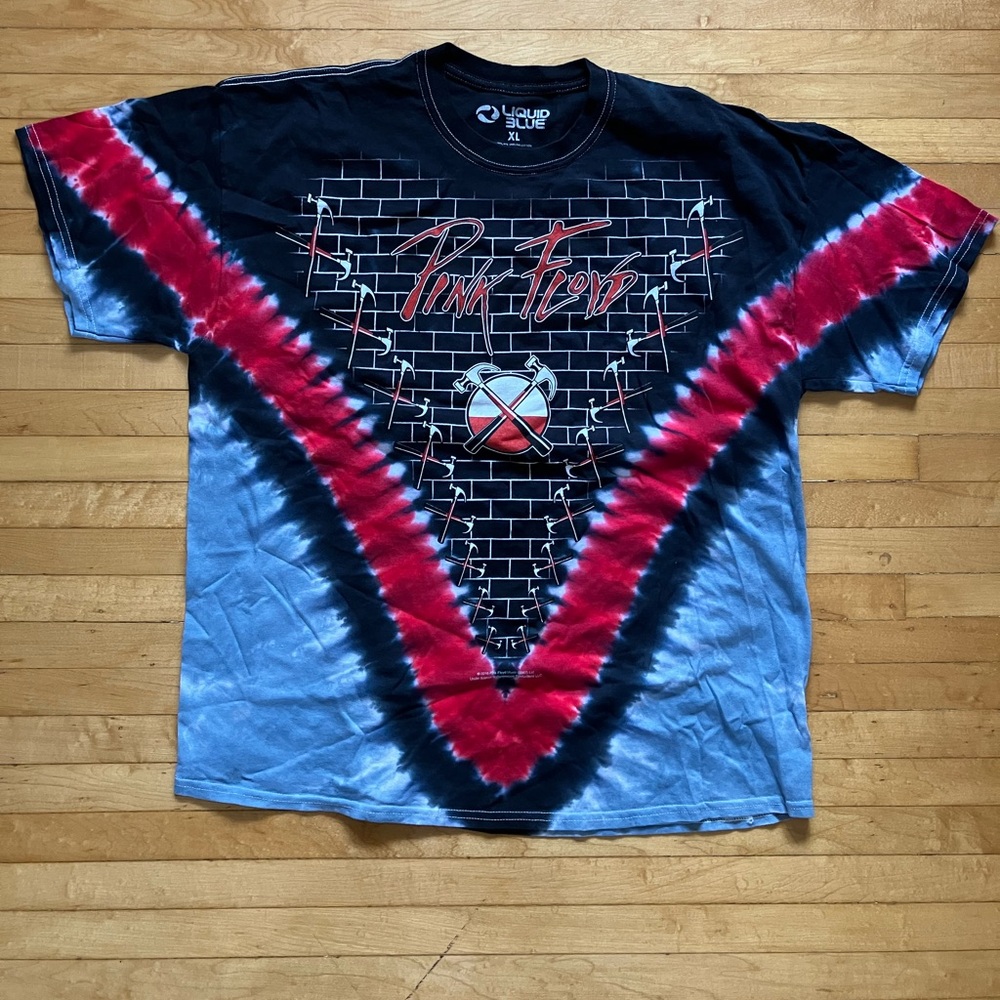 Liquid Blue all over print tie dye pink Floyd the wall shirt